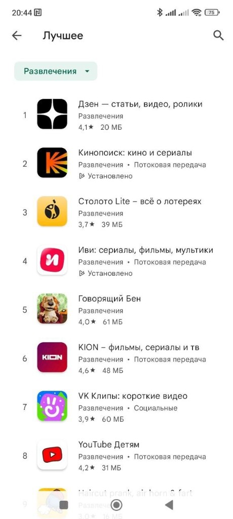 Позиция «Столото Lite» в топе категории